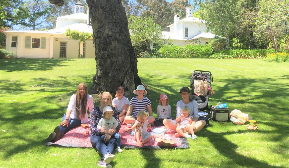 Markdale Station: (L-R) Cheryl Barlow, Alex Hewitt and Lisa Barlow and children picnic on the grounds of Markdale Estate.