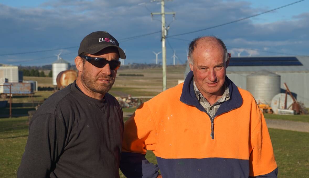 Biala Wind Farm: Neighbours of Biala Wind Farm David Bugeja and Ken Hewitt want more information from BJCE and state planning. Photo: Clare McCabe