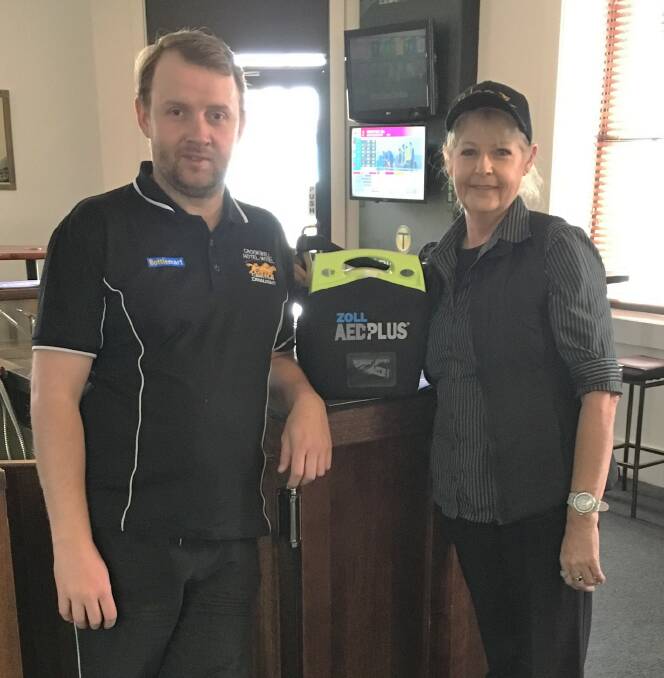 If someone you know requires urgent medical attention to restart their heart, Crookwell Hotel employees Luke Smith and Sharon Piggott can access a life-saving AED.
