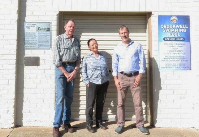 Get heated: Campaigners David Carter, Susan Reynolds and Doug McIntyre proposed a heated hydrotherapy pool to be included in the heated pool complex at the Crookwell Swimming Pool. 