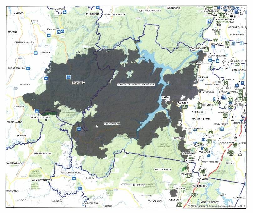 The latest map showing the extent of the Green Wattle Creek bushfire published December 16. Source: NSW RFS