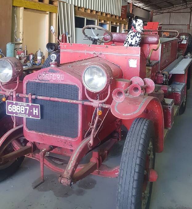 The restored Motor Fire Engine ME 38 in a private museum in Victoria in 2019. Garford - Hale. Photo courtesy Ray Carman.