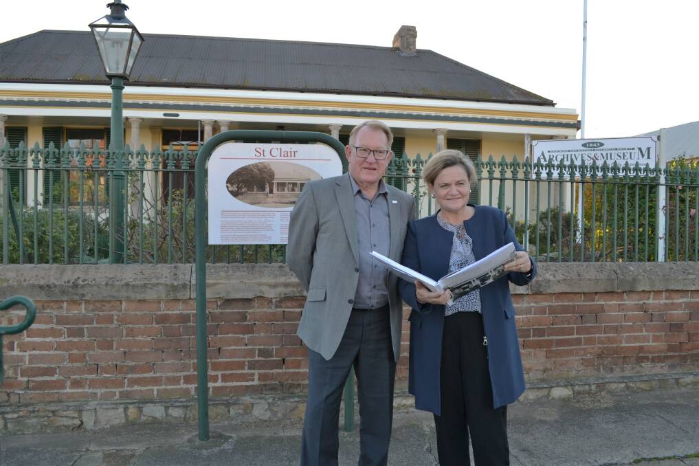 Goulburn Mulwaree Council Mayor Bob Kirk with the Member for Goulburn Wendy Tuckerman at St Clair Villa Museum and Archives. Photo supplied.
