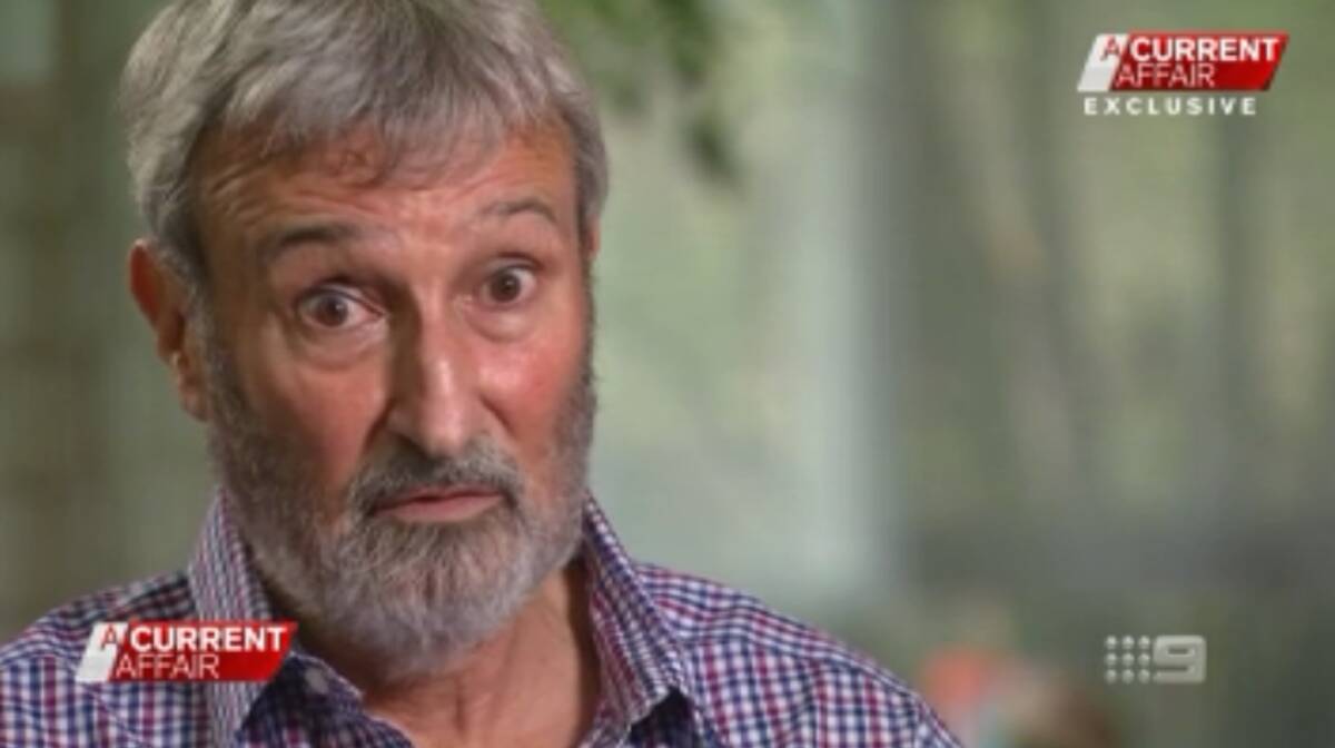 Television personality Don Burke during an A Current Affair interview, in which lawyers for journalist Wendy Dent claim he defamed her. Picture: Nine Network
