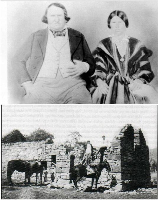 WILD TIMES: William and Mary Anne Fogg (above) and the ruins of the Fogg's Humpy, where all the drama took place.