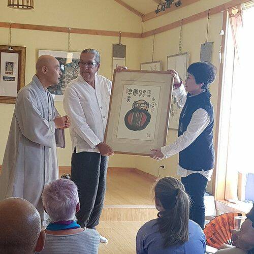 The gift of a painting was made to the Tea House by the Buddhist order.