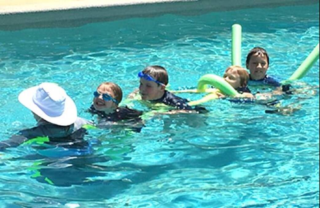 FUN: Swimming group 1 was Emma, Zack, Preston, Mason and Kai, and they had lots of fun playing in the water with noodles.
