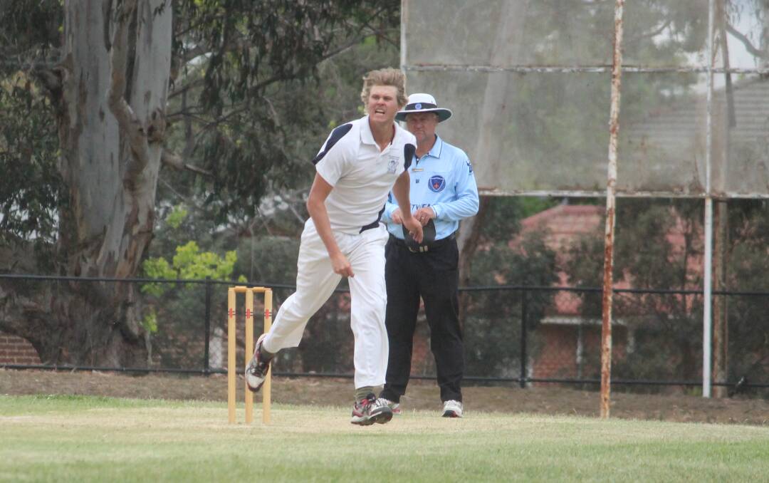 A bowlers' day: Crookwell's young bowling attack, including Martyn Travers (pictured) starred in their first win of the season against Hibo Gold in a low-scoring affair. Photo: Zac Lowe. 