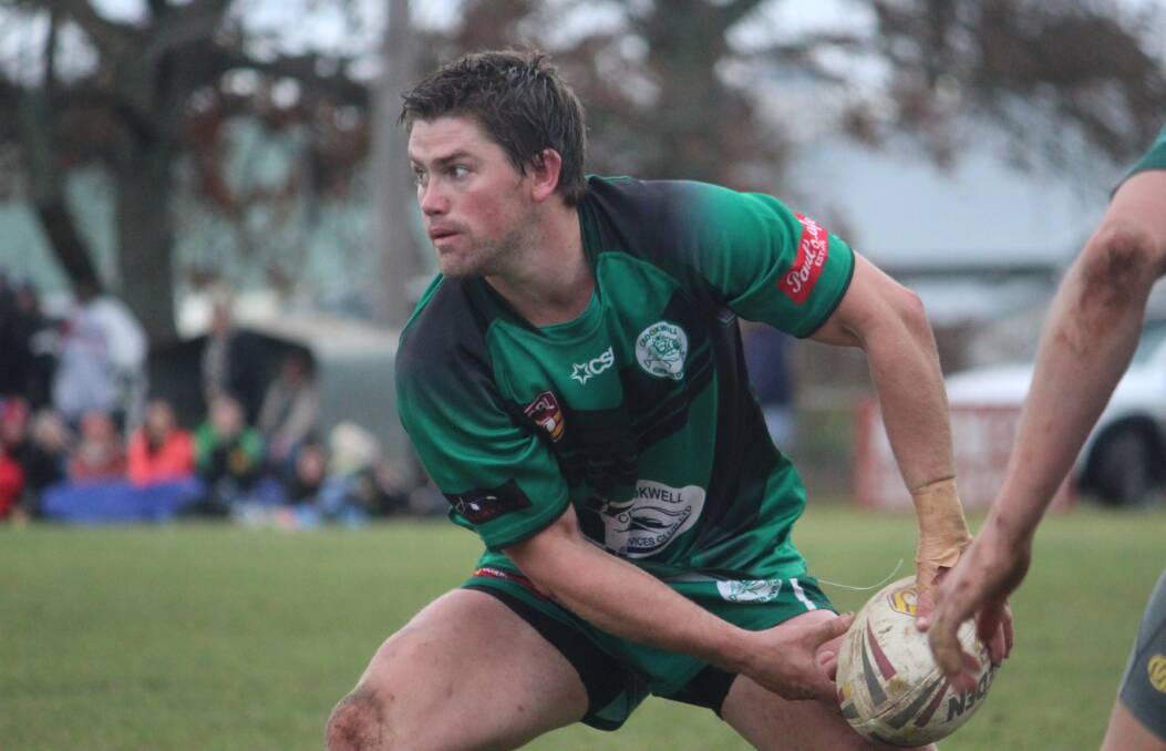 Passing on: Crookwell captain Ben Picker was one of the five try-scorers for the Green Devils during their match against the Boomanulla Raiders on Sunday, where they scored a 54-4 victory. Photo: Zac Lowe.