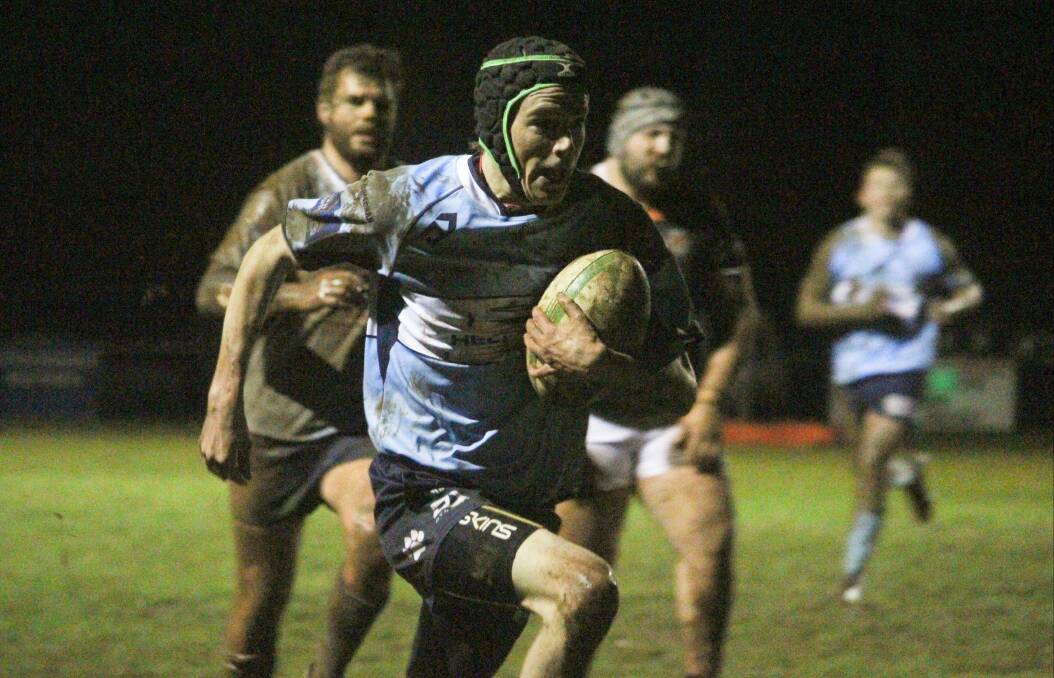 Off and running: Crookwell's second try of the night came via a line break and long run near the sideline. Photo: Zac Lowe.