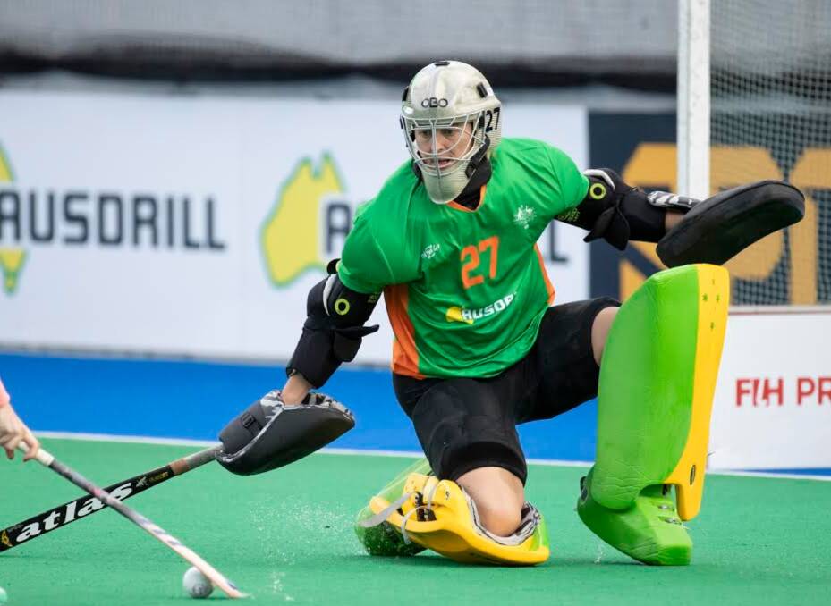Focused: Not even champion goalkeeper Rachael Lynch could prevent two spectacular goals from Argentina on Saturday night. Photo: Grant Treeby.
