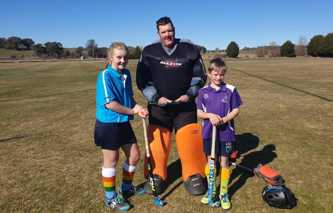 Dressed up: Funky socks and colourful uniforms dominated the day as players of all ages gathered in Crookwell for the fundraiser. Photo: Crookwell Hockey/Facebook.