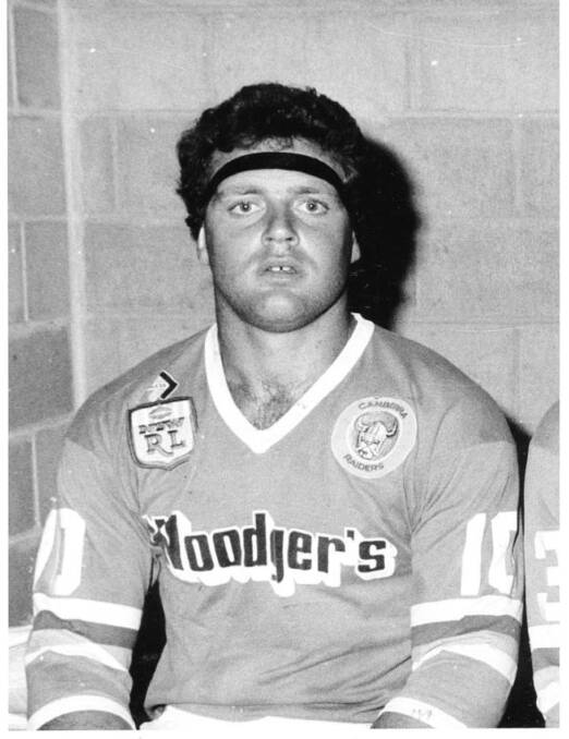Former Raider: Ashley Gilbert (pictured) played for the Raiders 129 times between 1982 and 1990, and was a key forward in Canberra's early days. Photo: Supplied.