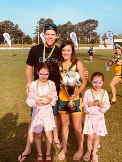 Strong support: Kayla Gann with her family following the Australian Women's 27s victory in the Tag World Cup, in which they defeated Ireland in a one-sided grand final. Photo: Supplied.