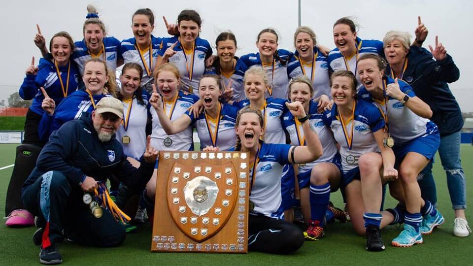 Celebrate: The ANU women's side is incredibly close-knit, which is reflected in the way they play. Photo: ANU Hockey Club. 