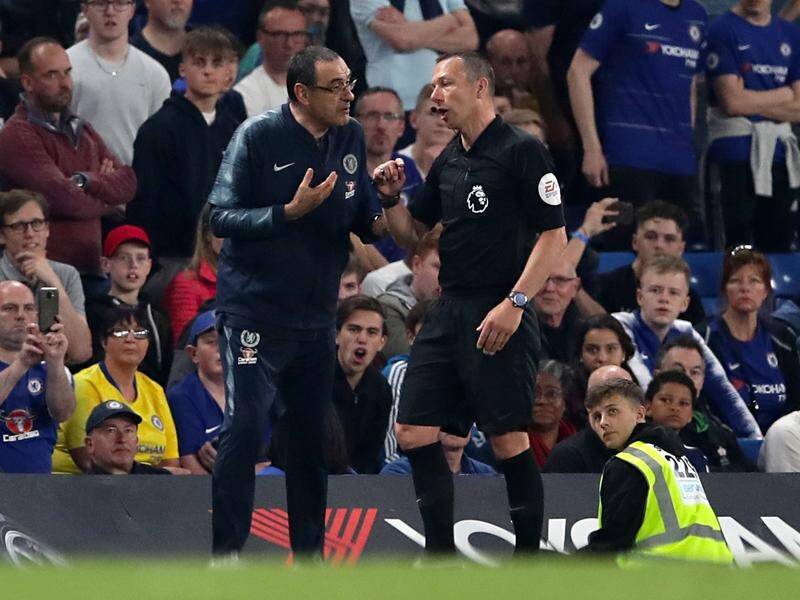 Maurizio Sarri was sent to the stands by referee Kevin Friend during Chelsea's draw with Burnley.