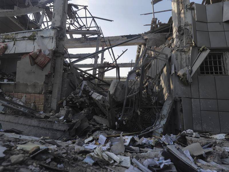 Russia continues to bombard Ukraine's east, destroying buildings including this school in Donetsk.