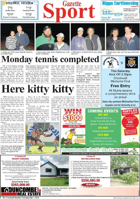 Crookwell Gazette front and back pages 2014 | May - August