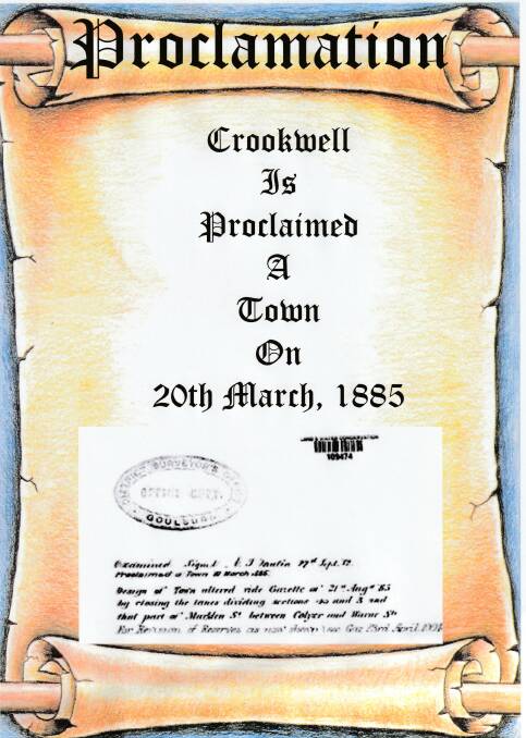 The certificate to say Crookwell was proclaimed a town on March 20, 1885. Photo: Crookwell and District Historical Society