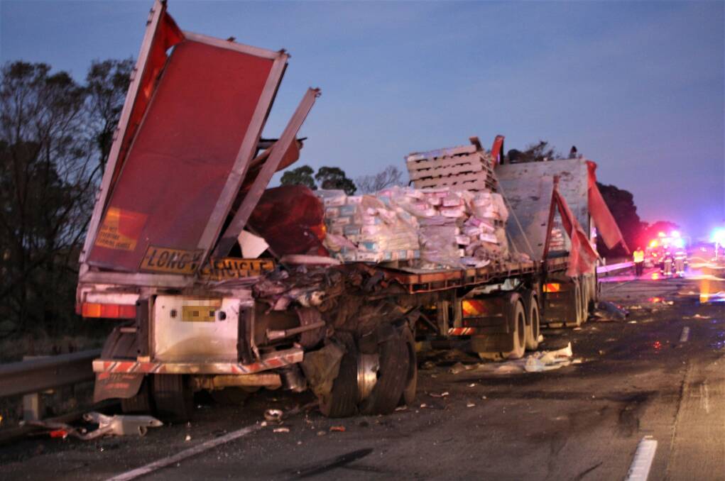 Fatal crash: Authorities are yet to identify the truck driver who died in a Hume Highway crash near Gunning on Tuesday evening. Photo: Hannah Sparks