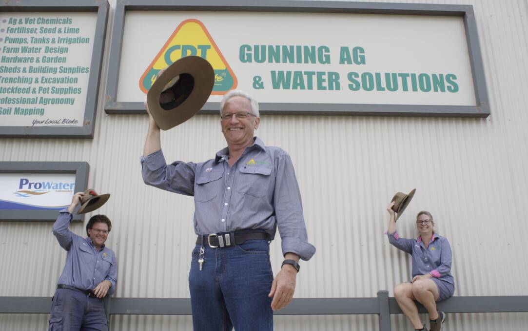 FINALISTS: Gunning Ag and Water nominated for Business of the Year Award. L-R: Troy Willoughby, Roger Willoughby and Kelly Darmody. Photo: Hannah Sparks.