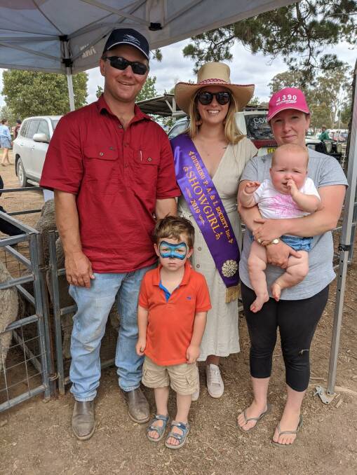 WINNERS: Matt and Bec Hewitt of Allamby with daughter Yasmine (son Joey out of frame) and 2020 Gunning Showgirl Samara George (in the 2019 sash after this year's didn't arrive in time). Photo: Jen Medway