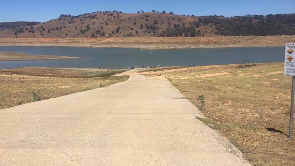LOW TIMES: It's a long way down the boat ramp to Wyangala Dam at Grabine Lakeside park. Photo: Ashley Picker