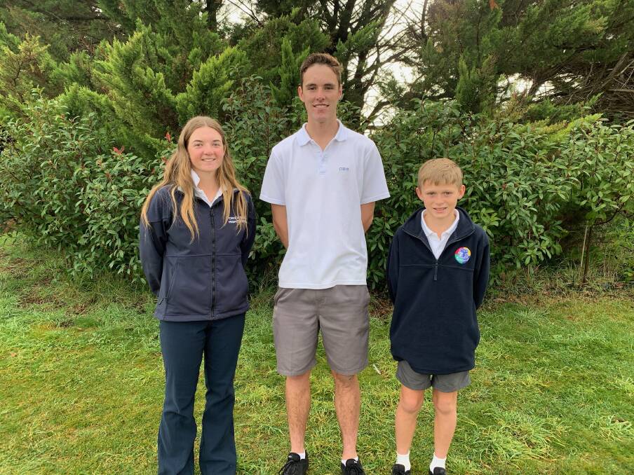 Competitive: Jamie Derwent, Braiden McCarten, Levi Woods from Crookwell High School all did superbly well at the 2019 Cross Country State finals. Photo: Belinda Maher.