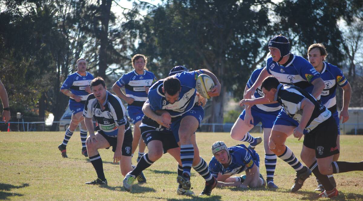 Tackle: The Crookwell Dogs were far too strong for the Yass Rams in their 43-12 win. Photo: Burney Wong. 